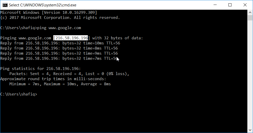 find an IP address of website