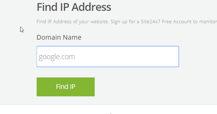 find an IP address of website