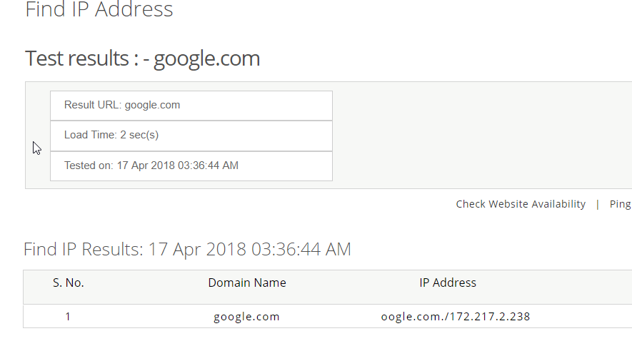 find an IP address of website