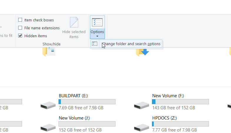 hide show hidden files or folders on windows
