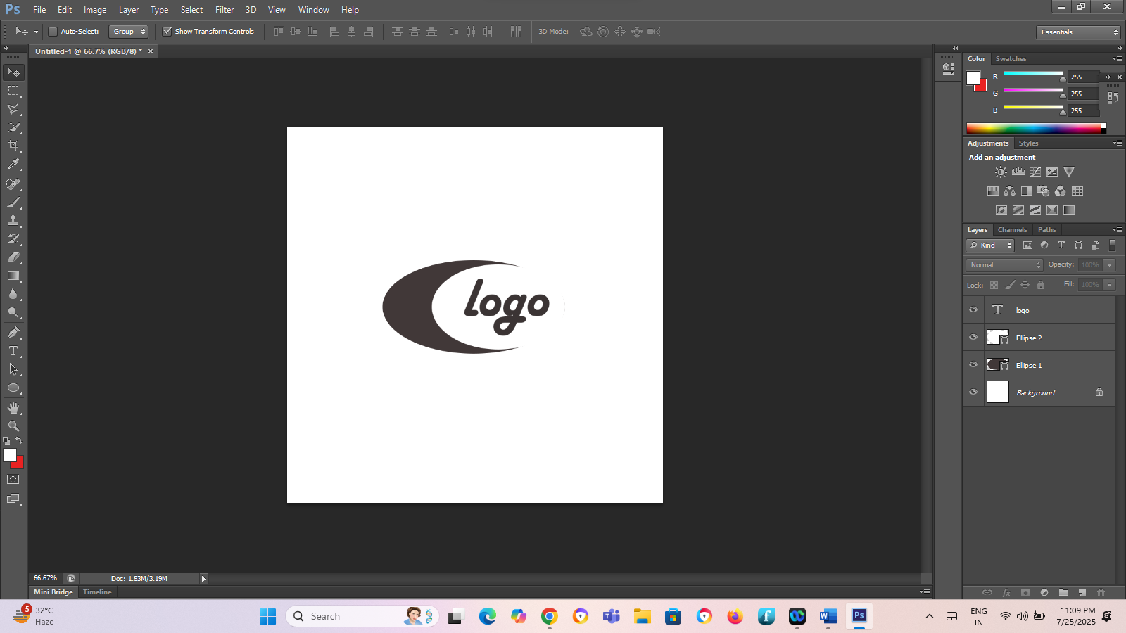 Moving Logo text in photoshop
