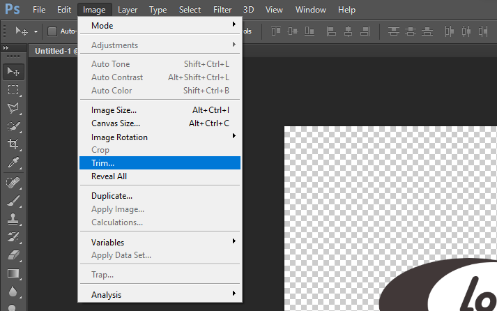 Trim file in photoshop