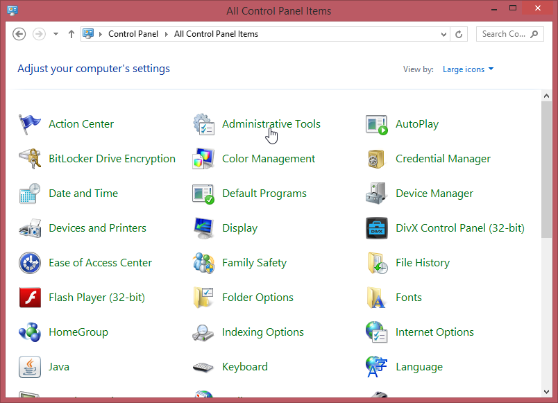 open the administrative tools